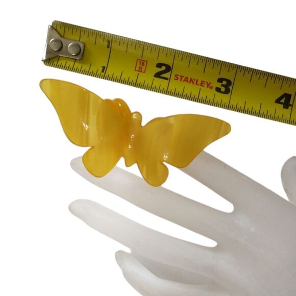 Vintage Butterfly Scarf Clip Holder Slide Lucite Marbled Yellow Mid Century Mod. - Picture 8 of 16